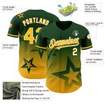 Custom Gradient Twinkle Star Baseball Jersey | Personalized Green Gold-White 3D Pattern with Name & Number Personalized Green