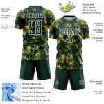 Custom Sublimation Soccer Uniform Jersey - Personalized Abstract Grunge Art with Green, Gold, and White - Team Name & Number