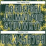 Custom Sublimation Soccer Uniform Jersey - Personalized Abstract Grunge Art with Green, Gold, and White - Team Name & Number