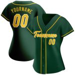 Personalized Authentic Baseball Jersey in Green Gold and White for Ultimate Team Spirit Personalized Green Gold-White Authentic