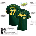 Personalized Authentic Baseball Jersey in Green Gold and White for Ultimate Team Spirit Personalized Green Gold-White Authentic