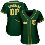 Custom Name and Number Authentic Green Gold-White Baseball Jersey - Personalized Team Jersey Personalized Green Gold-White
