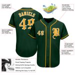 Custom Name and Number Authentic Green Gold-White Baseball Jersey - Personalized Team Jersey Personalized Green Gold-White