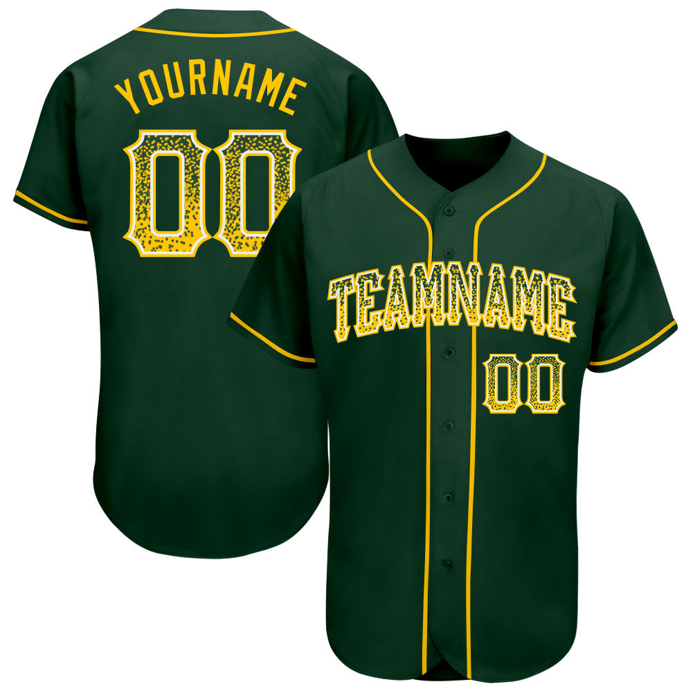 Custom Name and Number Authentic Green Gold-White Drift Fashion Baseball Jersey - Personalized Team Jersey Personalized Green