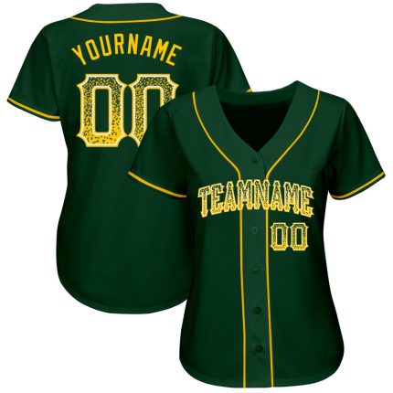 Custom Name and Number Authentic Green Gold-White Drift Fashion Baseball Jersey - Personalized Team Jersey Personalized Green