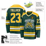 Custom Green and Gold-White Hockey Jersey for Men and Women, Personalized Sports Apparel Personalized Green Gold-White Hockey
