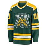 Custom Green and Gold-White Hockey Jersey for Men and Women, Personalized Sports Apparel Personalized Green Gold-White Hockey