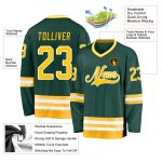 Custom Green Gold White Hockey Jersey with Personalized Name and Number Personalized Green Gold-White Hockey Jersey Team