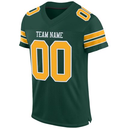 Personalized Green White Gold Authentic Football Jersey Mesh Design Personalized Green Gold-White Mesh Authentic Football
