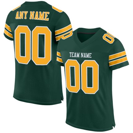 Personalized Green White Gold Authentic Football Jersey Mesh Design Personalized Green Gold-White Mesh Authentic Football