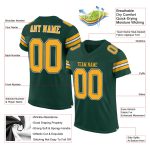 Custom Name and Number Green Gold-White Mesh Football Jersey - Personalized Authentic Team Jersey Personalized Green Gold-White