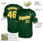 Custom Name Number Green Gold White Mesh Baseball Jersey Authentic Throwback Team Personalized Green Gold-White Mesh Authentic