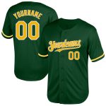 Custom Name Number Green Gold White Mesh Baseball Jersey Authentic Throwback Team Personalized Green Gold-White Mesh Authentic