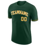 Custom Team Name and Number Green Gold-White Performance T-Shirt Personalized Green Gold-White Performance T-Shirt Team Custom