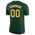 Custom Team Name and Number Green Gold-White Performance T-Shirt Personalized Green Gold-White Performance T-Shirt Team Custom