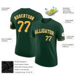 Custom Team Name and Number Green Gold-White Performance T-Shirt Personalized Green Gold-White Performance T-Shirt Team Custom