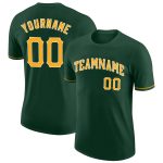 Custom Team Name and Number Green Gold-White Performance T-Shirt Personalized Green Gold-White Performance T-Shirt Team Custom