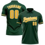 Custom Green and Gold-White Vapor Golf Polo Shirt with Personalized Team Name and Number Personalized Green Gold-White Performance