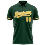 Custom Green and Gold-White Vapor Golf Polo Shirt with Personalized Team Name and Number Personalized Green Gold-White Performance