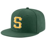 Custom Name Number Snapback Hat - Personalized Green and Gold-White Stitched Adjustable Cap Personalized Green Gold-White