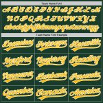 Custom Name and Number Two-Button Unisex Softball Jersey in Green Gold-White - Personalized Team Apparel Personalized Green