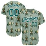 Custom Name and Number Personalized 3D Pattern Bear Baseball Jersey Green Grass Green-White Personalized Green Grass Green-White