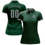 Custom Name and Number Performance Golf Polo Shirt in Green Gray - Personalized Team Apparel Personalized Green Gray Performance