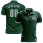 Custom Name and Number Performance Golf Polo Shirt in Green Gray - Personalized Team Apparel Personalized Green Gray Performance