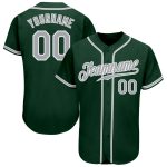 Custom Name and Number Baseball Jersey - Personalized Green Gray White Authentic Team Jersey Personalized Green Gray-White