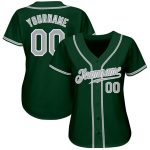 Custom Name and Number Baseball Jersey - Personalized Green Gray White Authentic Team Jersey Personalized Green Gray-White