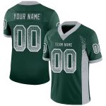Custom Name and Number Drift Football Jersey - Personalized Green Gray-White Mesh Team Apparel Personalized Green Gray-White
