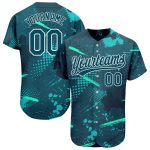 Personalized Custom Name and Number Baseball Jersey, Green Aqua 3D Pattern Design - Authentic Team Gear Personalized Green