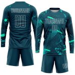 Custom Sublimation Soccer Jersey with Personalized Name & Number - Green Aqua Team Uniform Personalized Green Green-Aqua