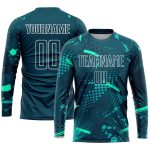 Custom Sublimation Soccer Jersey with Personalized Name & Number - Green Aqua Team Uniform Personalized Green Green-Aqua