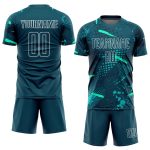 Custom Sublimation Soccer Jersey with Personalized Name & Number - Green Aqua Team Uniform Personalized Green Green-Aqua