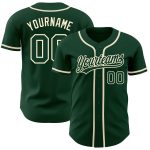 Personalized Authentic Green Cream Baseball Jersey for Men and Women Personalized Green Green-Cream Authentic Baseball Jersey