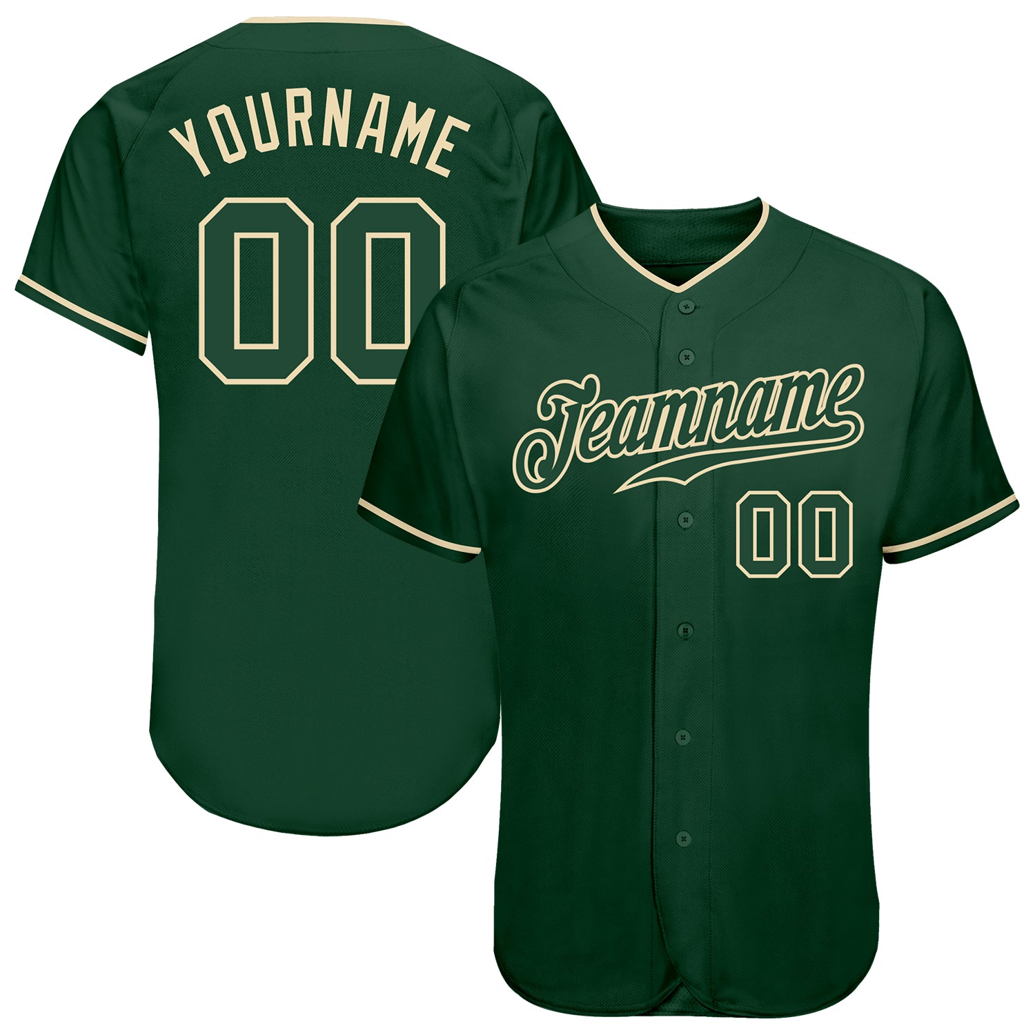 Custom Name and Number Baseball Jersey - Personalized Authentic Green Cream Team Jersey Personalized Green Green-Cream Authentic