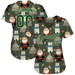 Custom Christmas 3D Baseball Jersey - Personalized Green Cream Design with Custom Name and Number Personalized Green Green-Cream