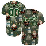 Custom Christmas 3D Baseball Jersey - Personalized Green Cream Design with Custom Name and Number Personalized Green Green-Cream