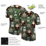 Custom Name and Number Christmas 3D Performance T-Shirt in Green-Cream for Team - Personalized Apparel Personalized Green