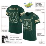 Custom Name and Number Personalized Green-Cream Authentic Football Jersey - Mesh Team Jersey Personalized Green Green-Cream