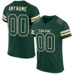 Custom Name and Number Personalized Green-Cream Authentic Football Jersey - Mesh Team Jersey Personalized Green Green-Cream