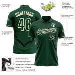 Custom Team Name and Number Golf Polo Shirt - Personalized Green Cream Performance Vapor Personalized Green Green-Cream Performance