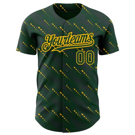 Custom Baseball Jersey with 3D Green-Gold Pattern, Slant Lines, Personalized Name and Number, Authentic Team Gear Personalized