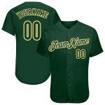 Personalized Authentic Baseball Jersey in Green and Green-Gold Colors Personalized Green Green-Gold Authentic Baseball Jersey