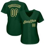 Personalized Authentic Baseball Jersey in Green and Green-Gold Colors Personalized Green Green-Gold Authentic Baseball Jersey