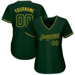 Custom Name and Number Authentic Baseball Jersey - Personalized Green Green-Gold Team Jersey Personalized Green Green-Gold