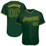 Custom Name and Number Authentic Baseball Jersey - Personalized Green Green-Gold Team Jersey Personalized Green Green-Gold