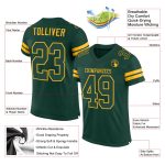 Custom Green Gold Football Jersey with Personalized Name and Number - Authentic Team Apparel Personalized Green Green-Gold