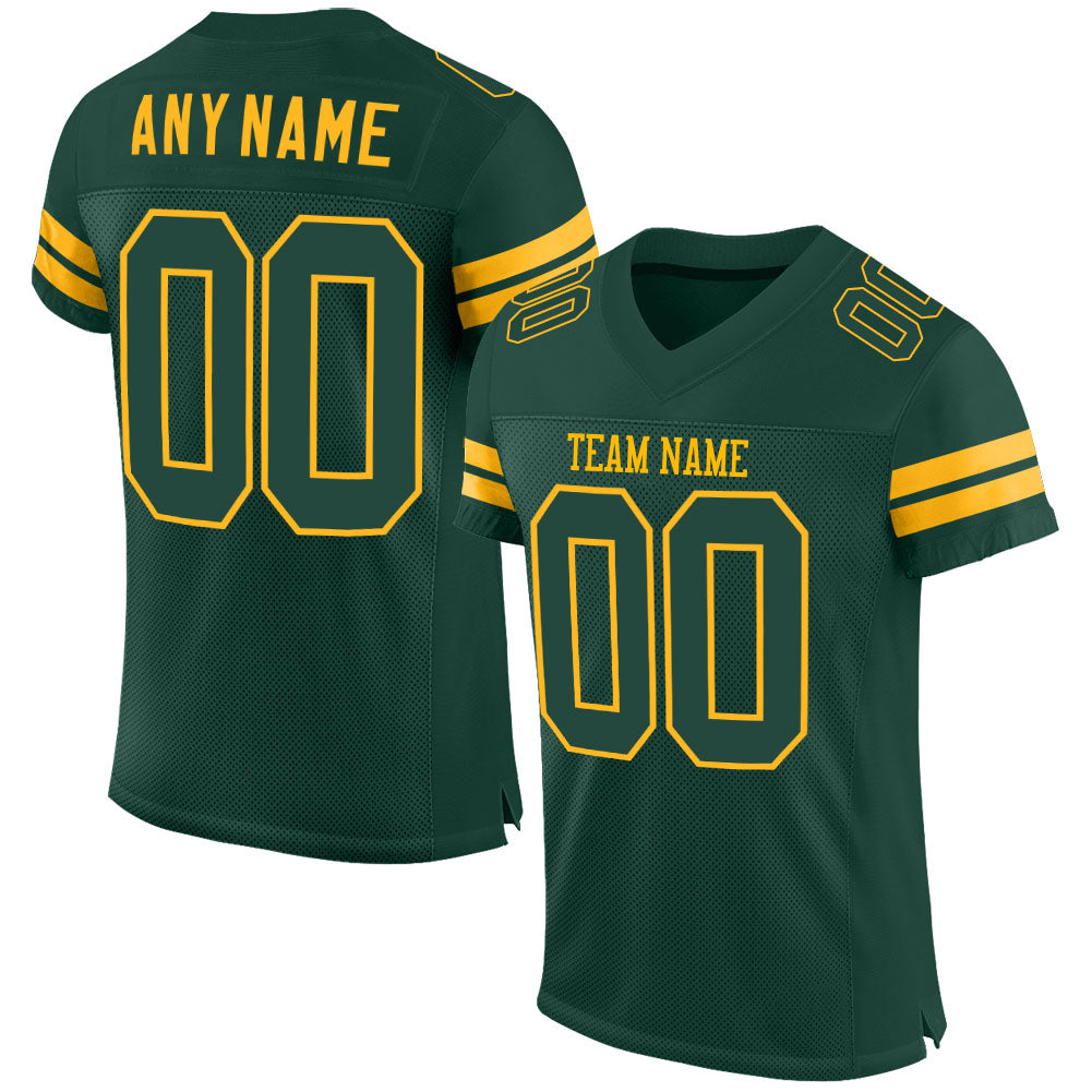 Custom Green Gold Football Jersey with Personalized Name and Number - Authentic Team Apparel Personalized Green Green-Gold